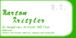 marton kritzler business card